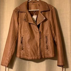 Faux brown leather jacket